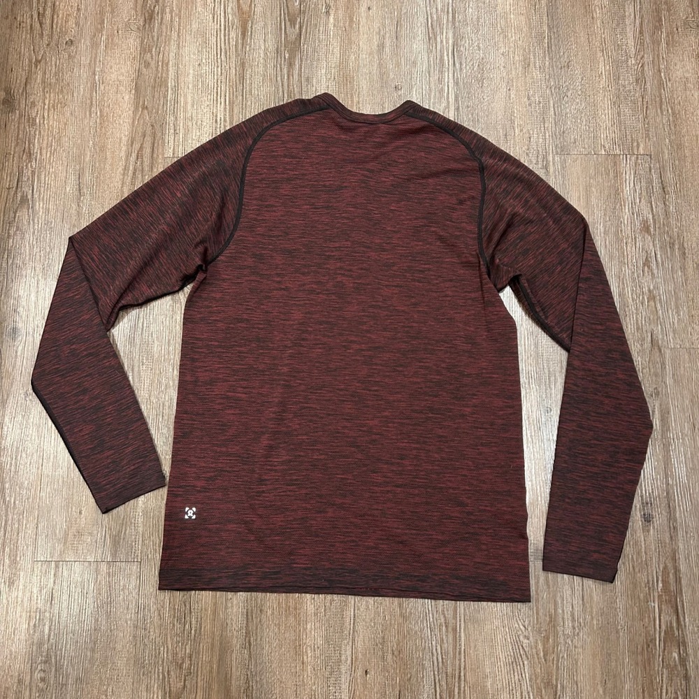 Lululemon Metal Vent Tech Henley Long Sleeve Shirt Maroon Men Large - Picture 2 of 6